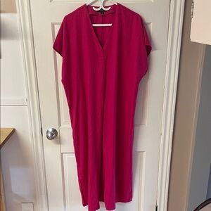 Banana Republic linen blend fuchsia V neck sleeveless shift dress women’s size M